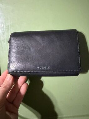 Coach Black Leather Zip-Around Wallet